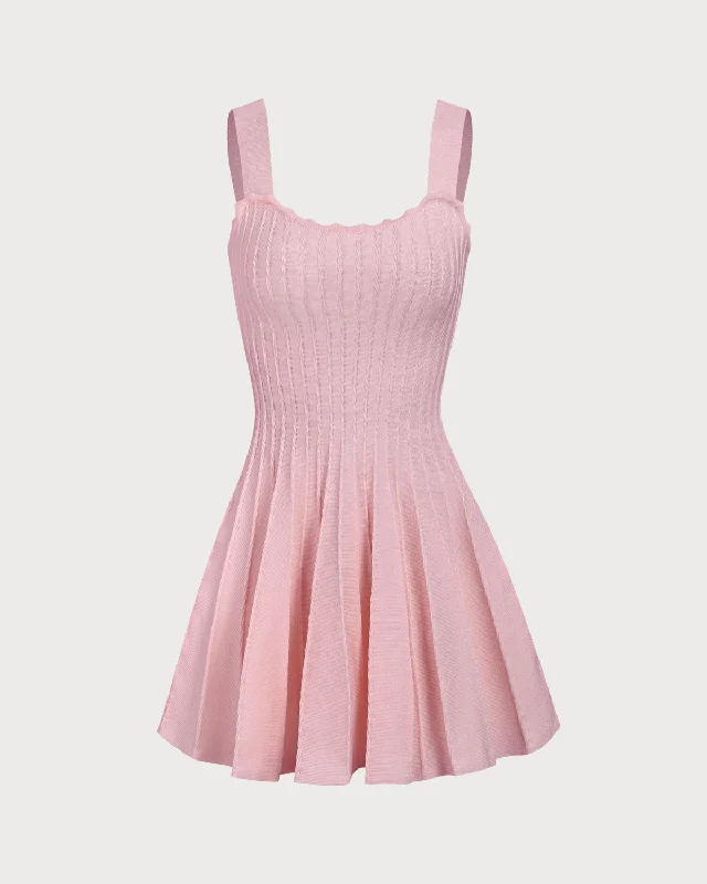 Cotton mini dresses for a comfortable everyday option Pink Knitted Slip Sweater Dress Cotton mini dresses for a comfortable everyday option Pink Knitted Slip Sweater Dress