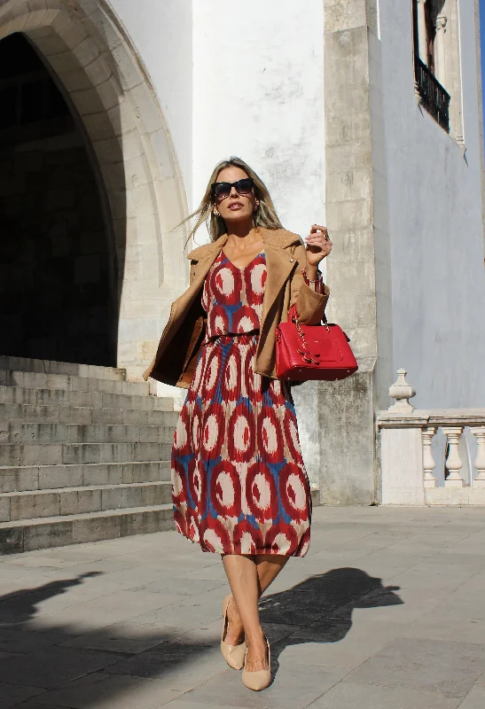 Midi dresses with gathered skirts for a full and flowing silhouette Abstract Print Long Sleeve Plisse Pop Over Dress Midi dresses with gathered skirts for a full and flowing silhouette Abstract Print Long Sleeve Plisse Pop Over Dress