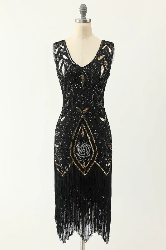 Midi dresses with ruched bodices for a feminine and fitted feel Sequins V-neck Glitter Fringe 1920s Dress Midi dresses with ruched bodices for a feminine and fitted feel Sequins V-neck Glitter Fringe 1920s Dress