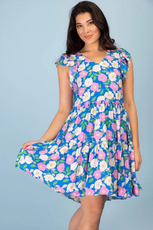 Mini dresses with cut - out details for a trendy look Akira Blue Flower Dress
