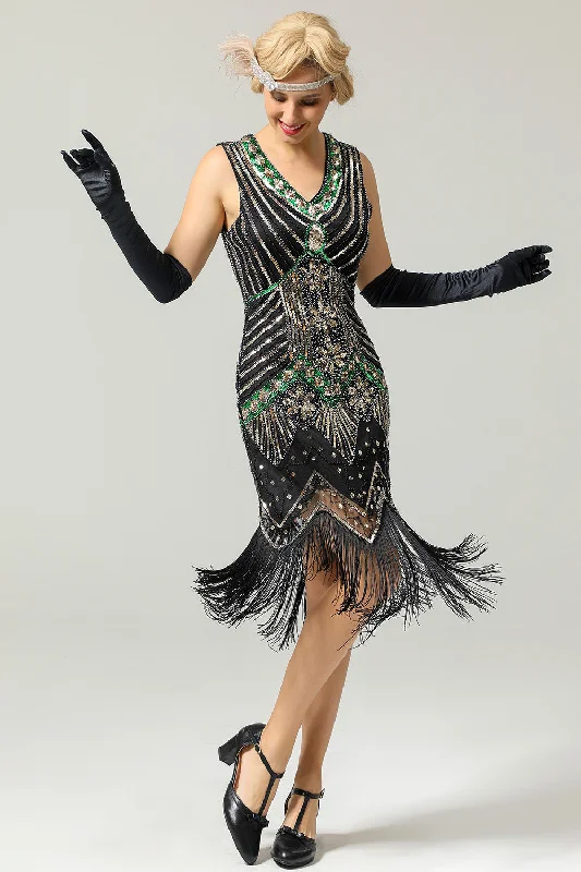 Midi dresses with pom - pom trims for a playful and festive look Glitter Fringe 1920s Flapper Dress Midi dresses with pom - pom trims for a playful and festive look Glitter Fringe 1920s Flapper Dress