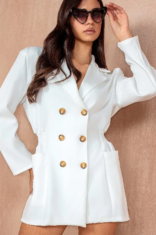 Mini dresses with side slits for a sexy appeal Charlie White Pocket Blazer Dress