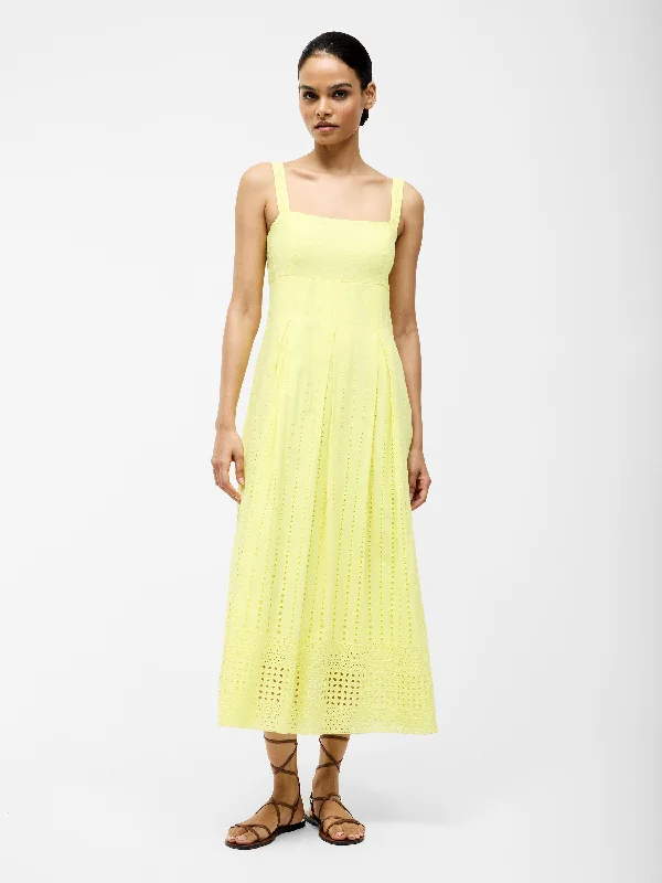 Wrap - style midi dresses in silk for a sophisticated office look Broderie Strap Dress Wrap - style midi dresses in silk for a sophisticated office look Broderie Strap Dress