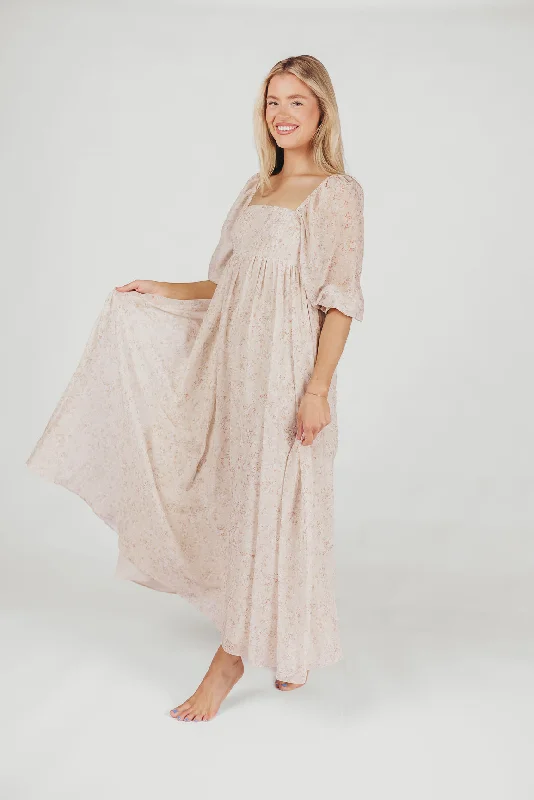A - line midi dresses with floral prints for spring brunches *New* Mona Maxi Dress with Smocking in Beige Floral - Bump Friendly & Inclusive Sizing (S-3XL) A - line midi dresses with floral prints for spring brunches *New* Mona Maxi Dress with Smocking in Beige Floral - Bump Friendly & Inclusive Sizing (S-3XL)