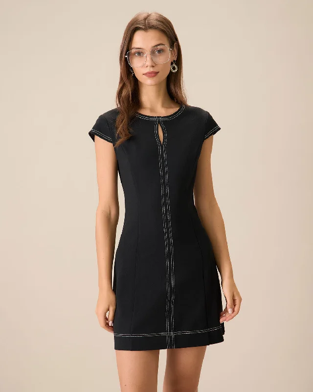 Mini dresses with criss - cross backs for a flirty look Black Contrasting Mini Dress Mini dresses with criss - cross backs for a flirty look Black Contrasting Mini Dress