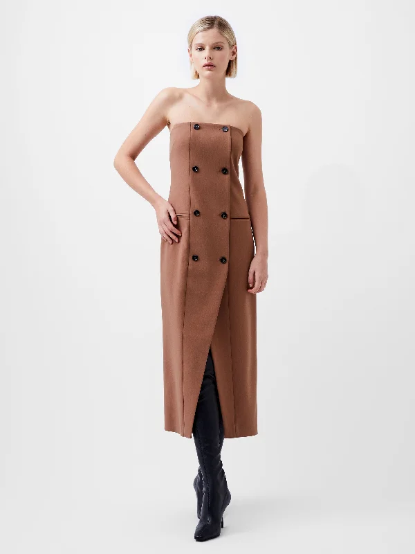 Midi dresses with tiered skirts for a bohemian festival look Azra Twill Bandeau Midi Dress