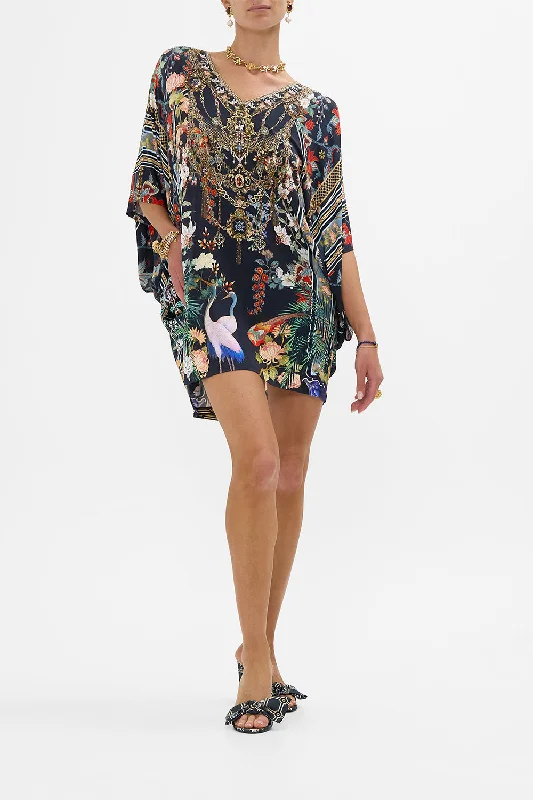 Mini dresses with keyhole necklines BAT SLEEVE DRESS PALACIO POETRY