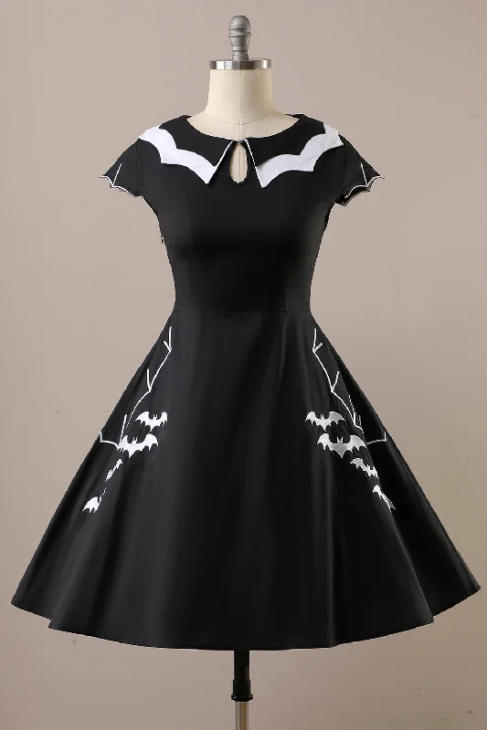 Midi dresses with denim fabric for a casual yet stylish day out Halloween Bat Print Dress Midi dresses with denim fabric for a casual yet stylish day out Halloween Bat Print Dress