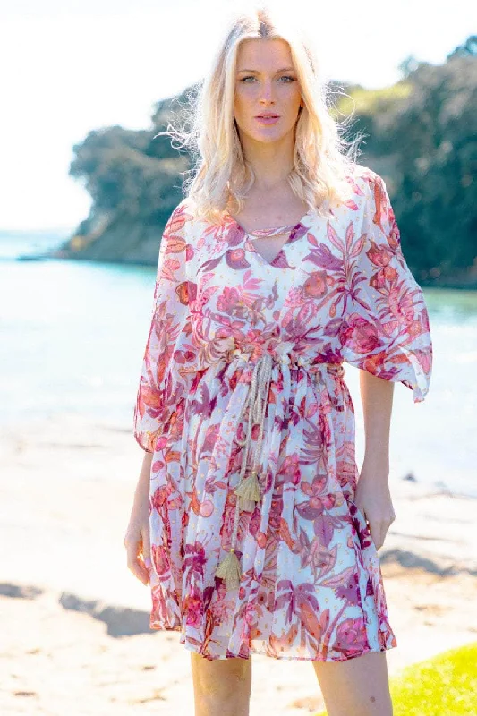 Satin mini dresses for a luxurious feel Ash Floral Gold Dress