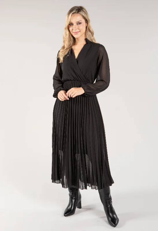 Midi dresses with lace - up fronts for a unique and adjustable style Wrap Bodice Pleated Dress Midi dresses with lace - up fronts for a unique and adjustable style Wrap Bodice Pleated Dress