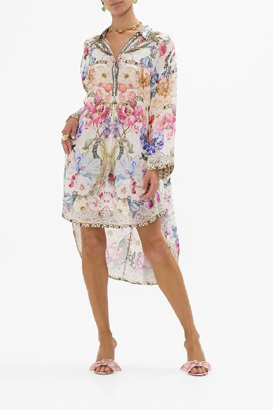Mini dresses with polka dot patterns RELAXED HIGH LOW SHIRT DRESS MONSERRATE MAGIC