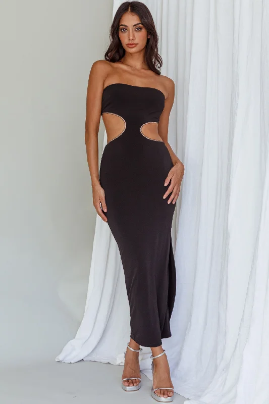 Midi dresses with ribbed textures for a unique and tactile appearance Bridget Cut-Out Midi Dress Black Midi dresses with ribbed textures for a unique and tactile appearance Bridget Cut-Out Midi Dress Black