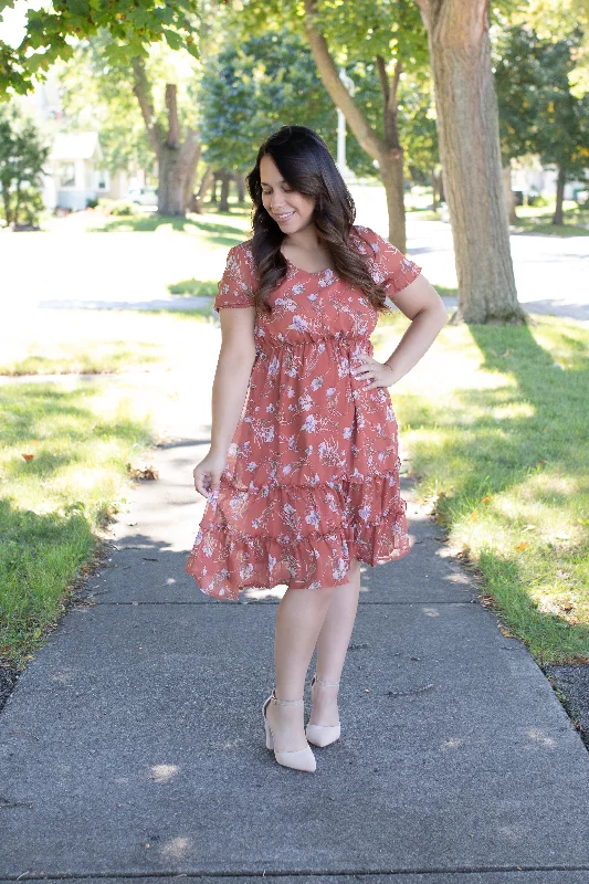 Midi dresses with off - the - shoulder necklines for a flirty look The Renee in Floral Spice (FINAL SALE) Midi dresses with off - the - shoulder necklines for a flirty look The Renee in Floral Spice (FINAL SALE)