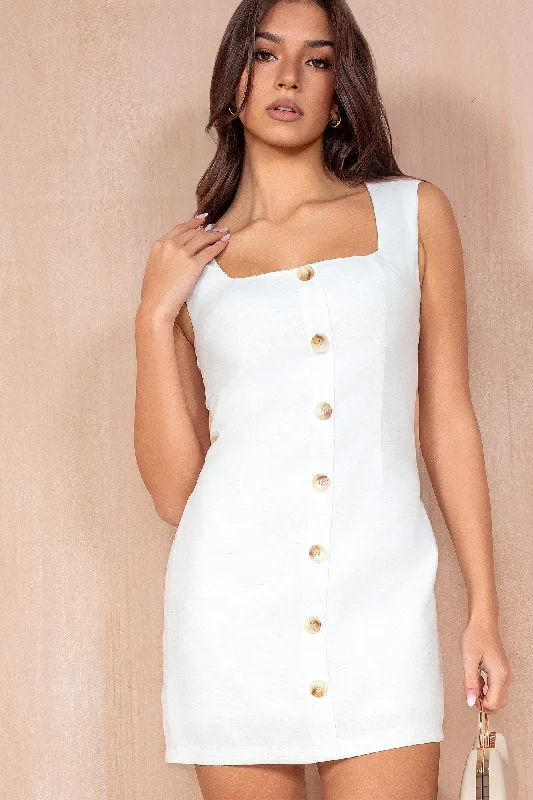 Ruffled mini dresses for a romantic touch Georgina White Linen Tailored Dress