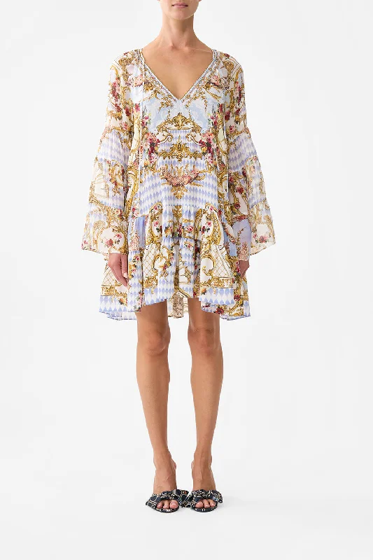 Velvet mini dresses for autumn weddings A-LINE GATHERED PANEL DRESS THRONE GAMES