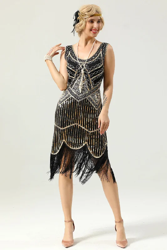 Midi dresses with pleated bodices for a classic and tailored look Black Deep V Neck Flapper 1920s Dress Midi dresses with pleated bodices for a classic and tailored look Black Deep V Neck Flapper 1920s Dress