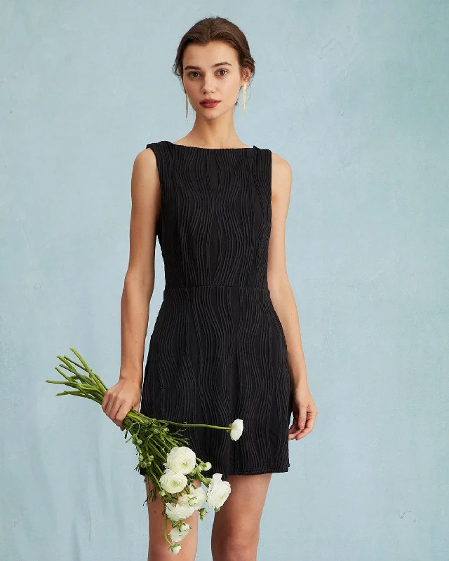 Mini dresses with cut - out details for a trendy look The Solid Water Ripple Textured Sleeveless Mini Dress Mini dresses with cut - out details for a trendy look The Solid Water Ripple Textured Sleeveless Mini Dress
