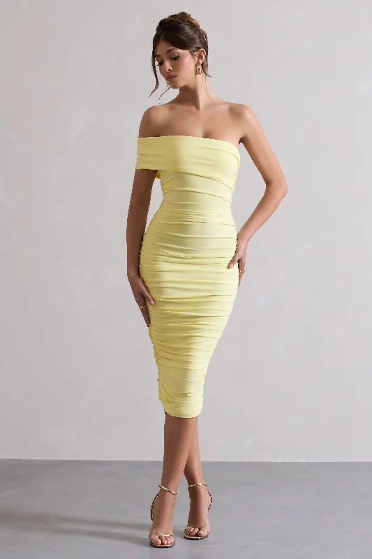 Midi dresses with V - necklines for a flattering and elongating effect Remember Me | Lemon One Shoulder Midi Dress Midi dresses with V - necklines for a flattering and elongating effect Remember Me | Lemon One Shoulder Midi Dress