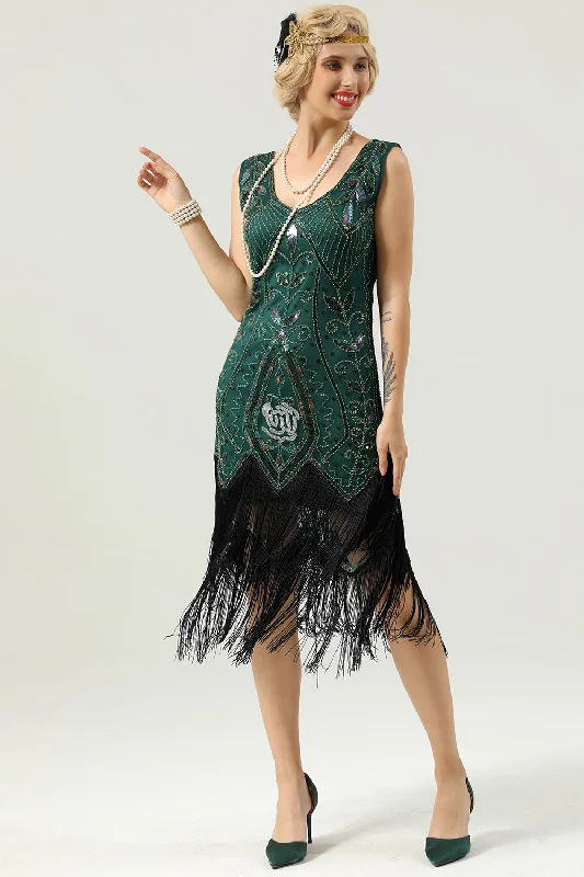 Midi dresses with pleated bodices for a classic and tailored look Dark Green Beaded Glitter Fringe 1920s Flapper Dress Midi dresses with pleated bodices for a classic and tailored look Dark Green Beaded Glitter Fringe 1920s Flapper Dress