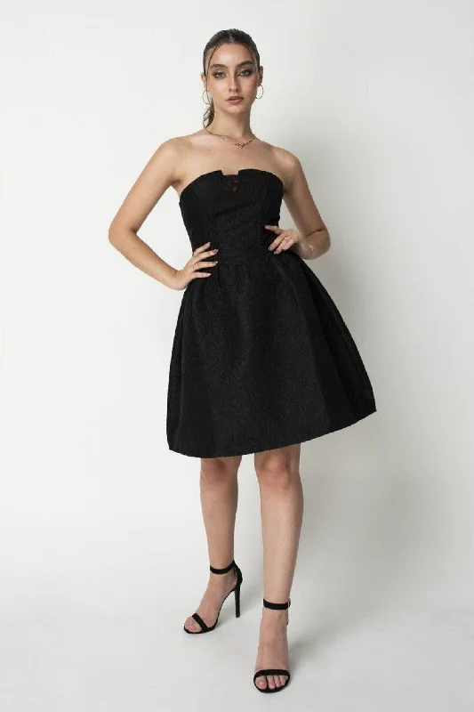 Mini dresses with off - the - shoulder styles Double Second Black Jacquard Strapless Skater Dress Mini dresses with off - the - shoulder styles Double Second Black Jacquard Strapless Skater Dress