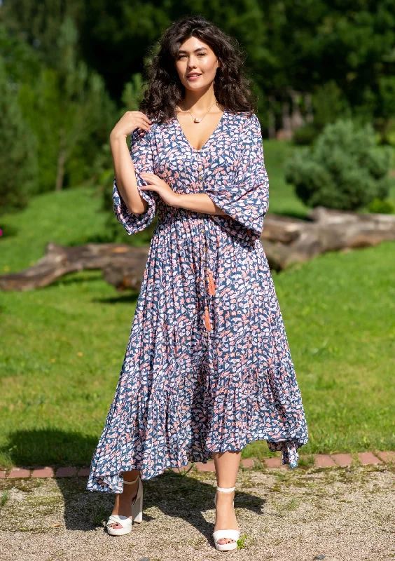 Midi dresses with one - shoulder designs for a modern and asymmetric style Simona Navy Merak Dress Midi dresses with one - shoulder designs for a modern and asymmetric style Simona Navy Merak Dress