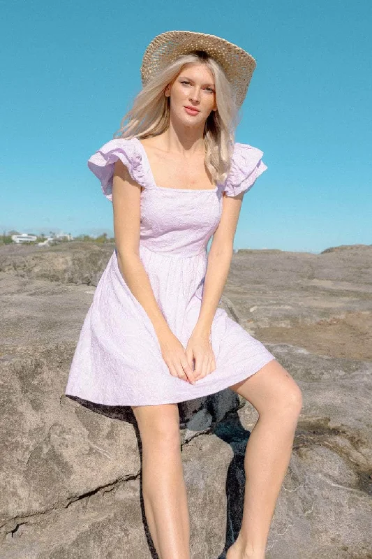Mini dresses with button - down fronts Kian Frilly Shoulder Dress