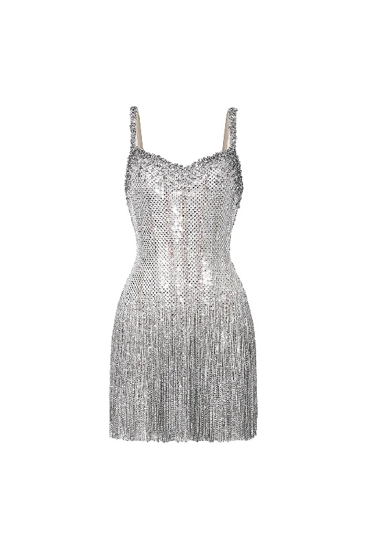 Sequined mini dresses for New Year's Eve Joelle Sheath Stone Mesh Mini Dress