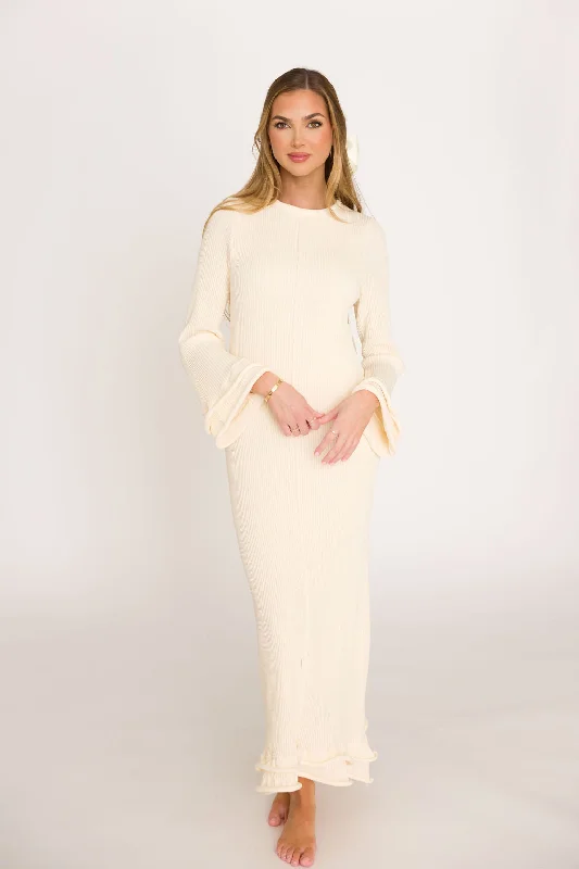 Sleeveless midi dresses with lace details for summer weddings Arlet Dress in Ivory - Bump Friendly Sleeveless midi dresses with lace details for summer weddings Arlet Dress in Ivory - Bump Friendly