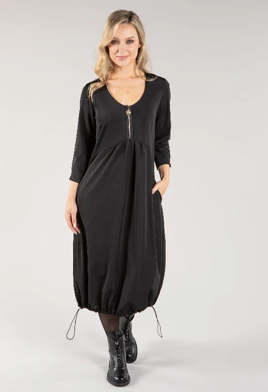 Midi dresses with embroidered accents for a unique and detailed design Zip Detail Neckline Dress Midi dresses with embroidered accents for a unique and detailed design Zip Detail Neckline Dress