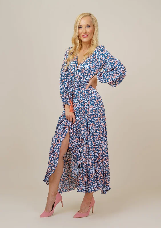 Midi dresses with cotton - blend materials for everyday comfort Simona Blue Rain Dress Midi dresses with cotton - blend materials for everyday comfort Simona Blue Rain Dress