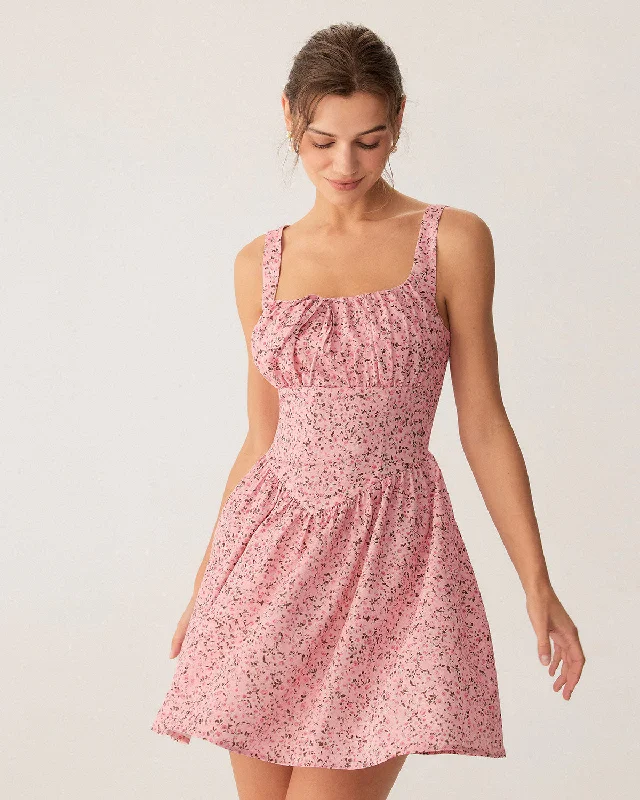 Mini dresses with mesh panels for a sexy and trendy look Pink Floral Ruched Corset Slip Mini Dress Mini dresses with mesh panels for a sexy and trendy look Pink Floral Ruched Corset Slip Mini Dress