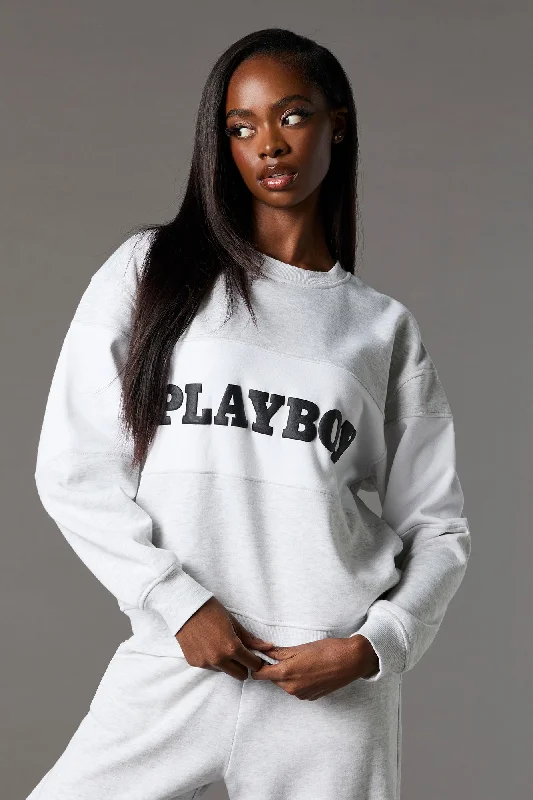 Playboy Graphic Colourblock Fleece Sweatshirt