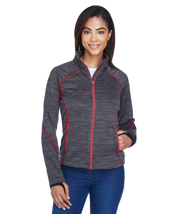 Women's sweatshirt with a mesh panel insert for breathability during workouts78697 - North End Ladies Flux Mélange Bonded Fleece Jacket | Carbon/Olympic Red Women's sweatshirt with a mesh panel insert for breathability during workouts78697 - North End Ladies Flux Mélange Bonded Fleece Jacket | Carbon/Olympic Red