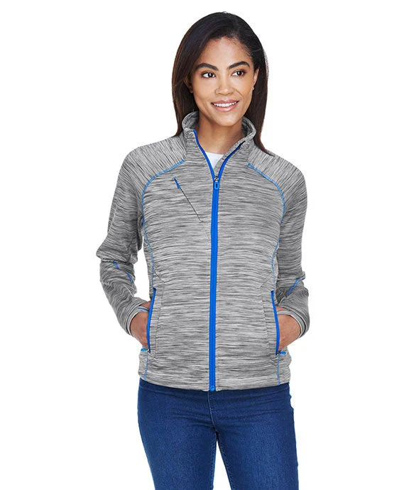 Women's tie - front hoodie in a lightweight fabric for summer layering78697 - North End Ladies Flux Mélange Bonded Fleece Jacket | Platinum/Olympic Blue Women's tie - front hoodie in a lightweight fabric for summer layering78697 - North End Ladies Flux Mélange Bonded Fleece Jacket | Platinum/Olympic Blue