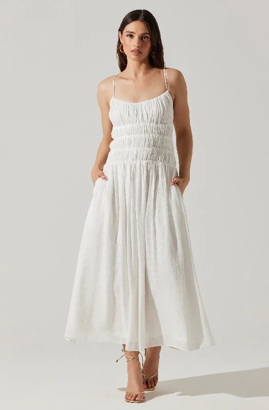 Mermaid - Style Women Dress with a Fitted Silhouette for Special OccasionsAndrina Smocked Midi Dress Mermaid - Style Women Dress with a Fitted Silhouette for Special OccasionsAndrina Smocked Midi Dress