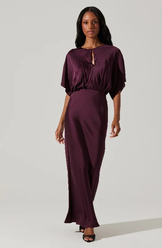 Mermaid - Style Women Dress with a Fitted Silhouette for Special OccasionsAngelle Satin Dolman Maxi Dress Mermaid - Style Women Dress with a Fitted Silhouette for Special OccasionsAngelle Satin Dolman Maxi Dress