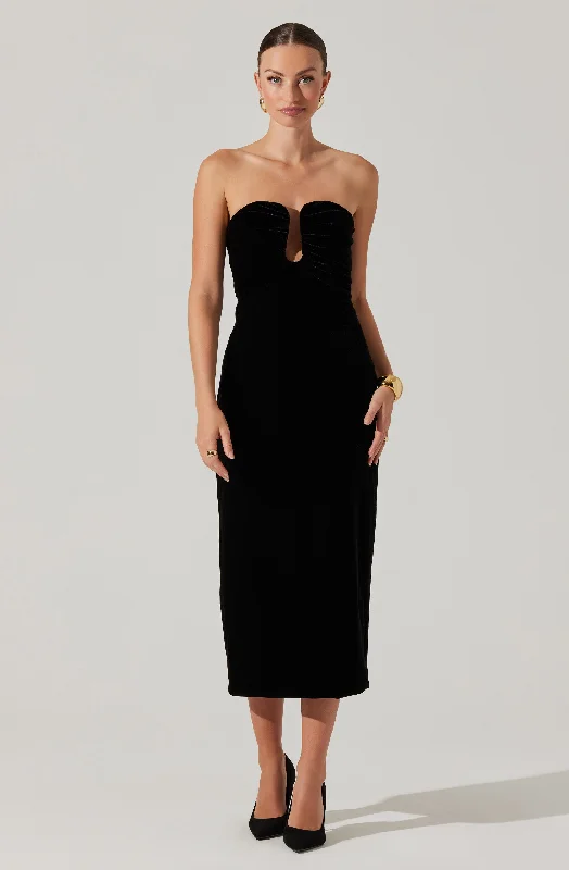 Pleated Women Dress with a Timeless and Elegant TextureArista Sweetheart Velvet Midi Dress Pleated Women Dress with a Timeless and Elegant TextureArista Sweetheart Velvet Midi Dress