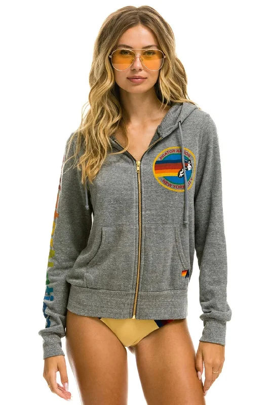 Women's long - sleeve cropped sweatshirt with ribbed cuffs for a snug fitAVIATOR NATION NEW YORK CITY HOODIE - HEATHER GREY