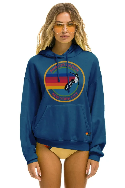 Women's tie - dye hoodie in bright colors for a retro and eye - catching styleAVIATOR NATION NEW YORK CITY RELAXED PULLOVER HOODIE - ROYAL Women's tie - dye hoodie in bright colors for a retro and eye - catching styleAVIATOR NATION NEW YORK CITY RELAXED PULLOVER HOODIE - ROYAL