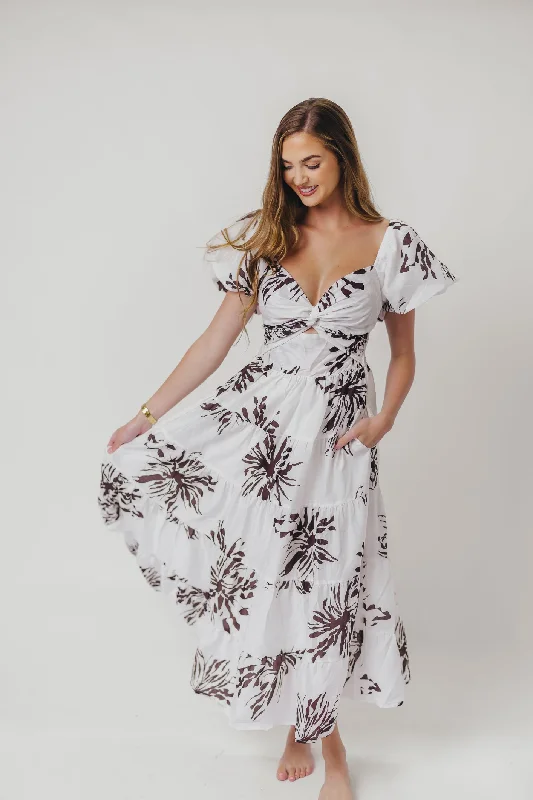 Mermaid - Style Women Dress with a Fitted Silhouette for Special OccasionsCora Front Twist Midi Dress in Brown Mermaid - Style Women Dress with a Fitted Silhouette for Special OccasionsCora Front Twist Midi Dress in Brown