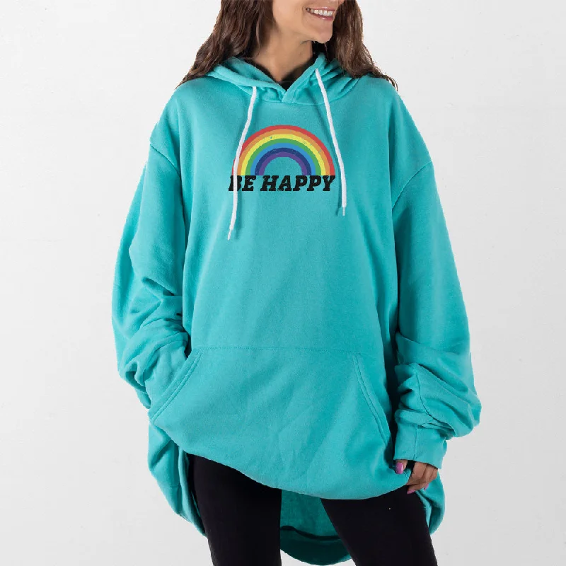 Women's oversized cropped hoodie with drawstrings for a trendy lookBe Happy Giant Hoodie Women's oversized cropped hoodie with drawstrings for a trendy lookBe Happy Giant Hoodie