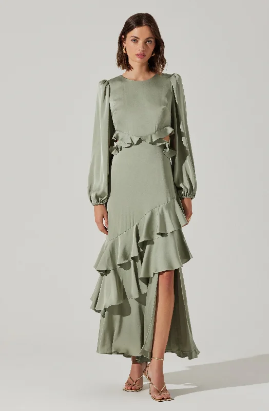 Lace - Embellished Women Dress for an Elegant and Sophisticated AppearanceBiella Ruffle Detail Maxi Dress Lace - Embellished Women Dress for an Elegant and Sophisticated AppearanceBiella Ruffle Detail Maxi Dress