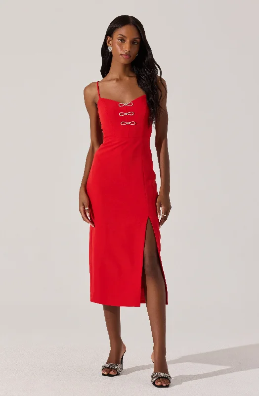 Plus Size Women Dress with a Flattering A - Line Cut for Comfort and StyleEmbellished Bow Detail Midi Dress Plus Size Women Dress with a Flattering A - Line Cut for Comfort and StyleEmbellished Bow Detail Midi Dress