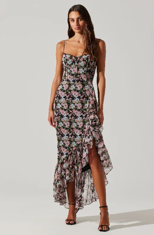 Mermaid - Style Women Dress with a Fitted Silhouette for Special OccasionsBrisbane Asymmetrical Floral Midi Dress Mermaid - Style Women Dress with a Fitted Silhouette for Special OccasionsBrisbane Asymmetrical Floral Midi Dress