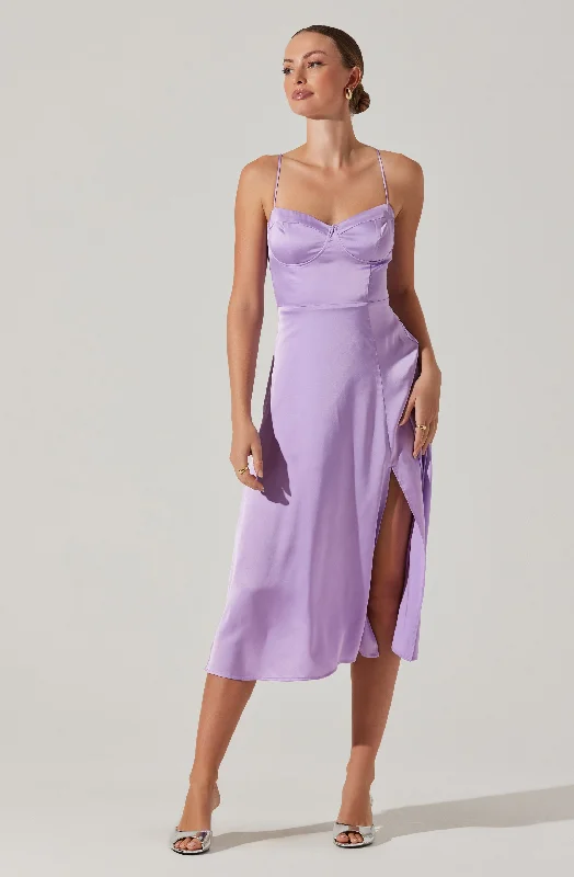 Backless Women Dress for a Sexy and Alluring Look at Evening EventsBustier Satin Midi Dress Backless Women Dress for a Sexy and Alluring Look at Evening EventsBustier Satin Midi Dress