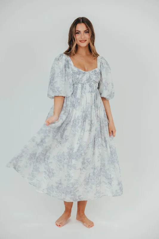 Ball Gown Women Dress with a Full Skirt for a Princess - like LookHarlow Maxi Dress in Light Blue Floral - Bump Friendly & Inclusive Sizing (S-3XL) Ball Gown Women Dress with a Full Skirt for a Princess - like LookHarlow Maxi Dress in Light Blue Floral - Bump Friendly & Inclusive Sizing (S-3XL)
