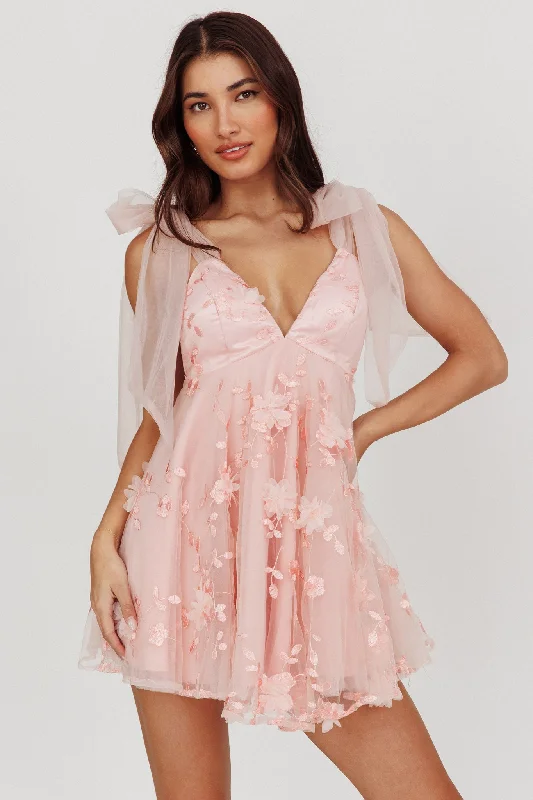 Sleeveless Women Dress in Bright Colors for Summer PartiesChantilly Tied Shoulder Mini Dress Pink Sleeveless Women Dress in Bright Colors for Summer PartiesChantilly Tied Shoulder Mini Dress Pink