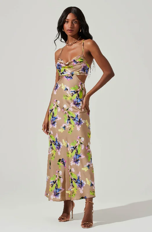 Shift Women Dress with a Simple and Classic Design for Everyday WearColette Floral Satin Cutout Midi Dress Shift Women Dress with a Simple and Classic Design for Everyday WearColette Floral Satin Cutout Midi Dress