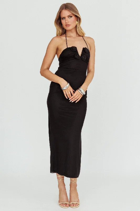 Empire Waist Women Dress to Accentuate the Bust and Conceal the WaistElderberry Bodycon Halter Neck Midi Dress Black Empire Waist Women Dress to Accentuate the Bust and Conceal the WaistElderberry Bodycon Halter Neck Midi Dress Black