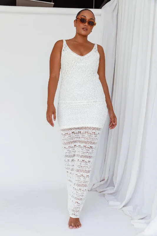 Mermaid - Style Women Dress with a Fitted Silhouette for Special OccasionsEndless Sun Crochet Maxi Dress White Mermaid - Style Women Dress with a Fitted Silhouette for Special OccasionsEndless Sun Crochet Maxi Dress White